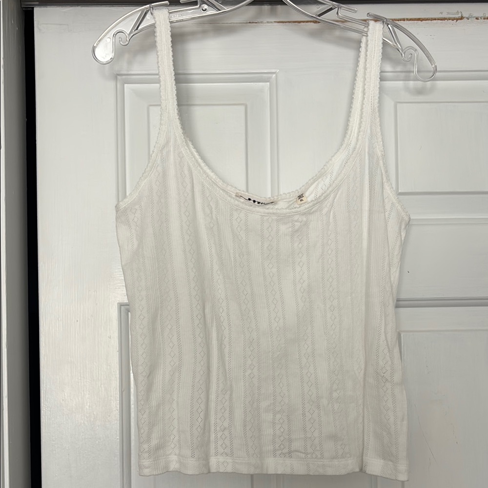 Doen White Pointelle Tank Top